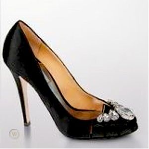 Badgley Mischka Caroline Black Jewel Peep Toe Pump